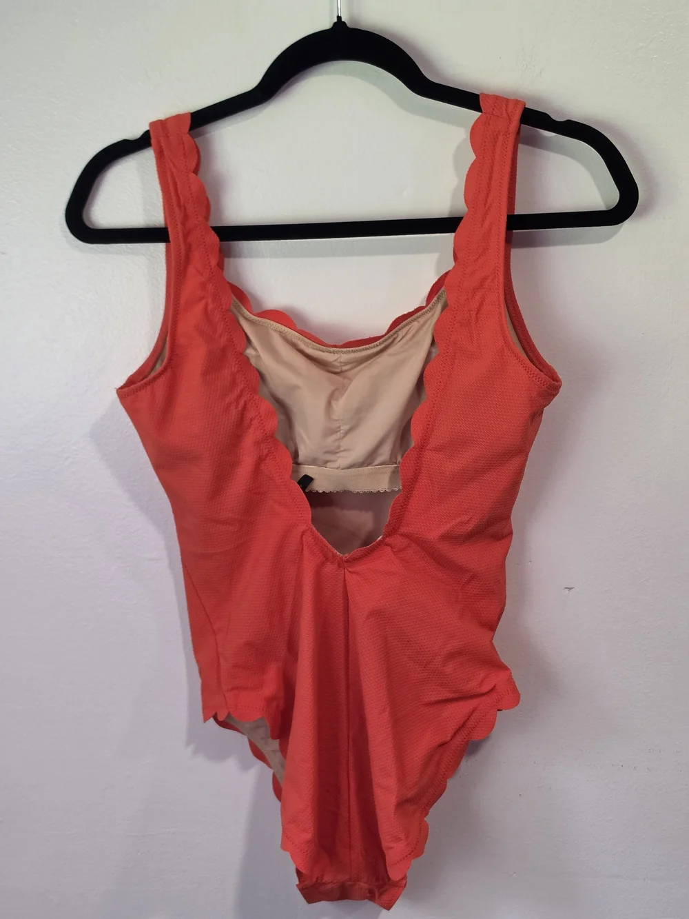 J. Crew Bright Orange Scalloped One-Piece Swimsuit Women's Size 2